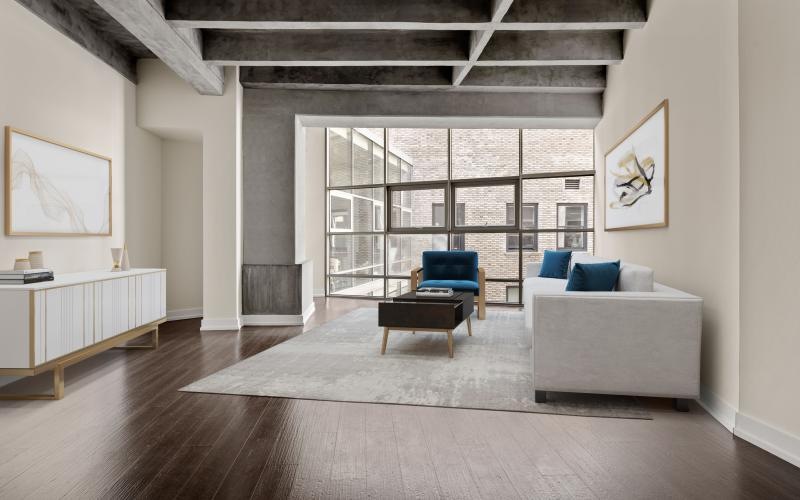 a room with a couch and a table
